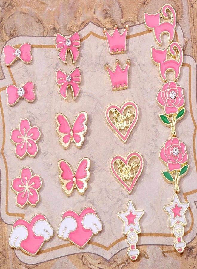 Vopintpy 20 Pcs Valentines Flower Butterfly Nail Charms for Nails Art 3D Bow Heart Nail Charms Mixed Rose Star Design Nail Decorations Shiny Romantic Valentines Nail Art Charms Nail Supplies - Image 1